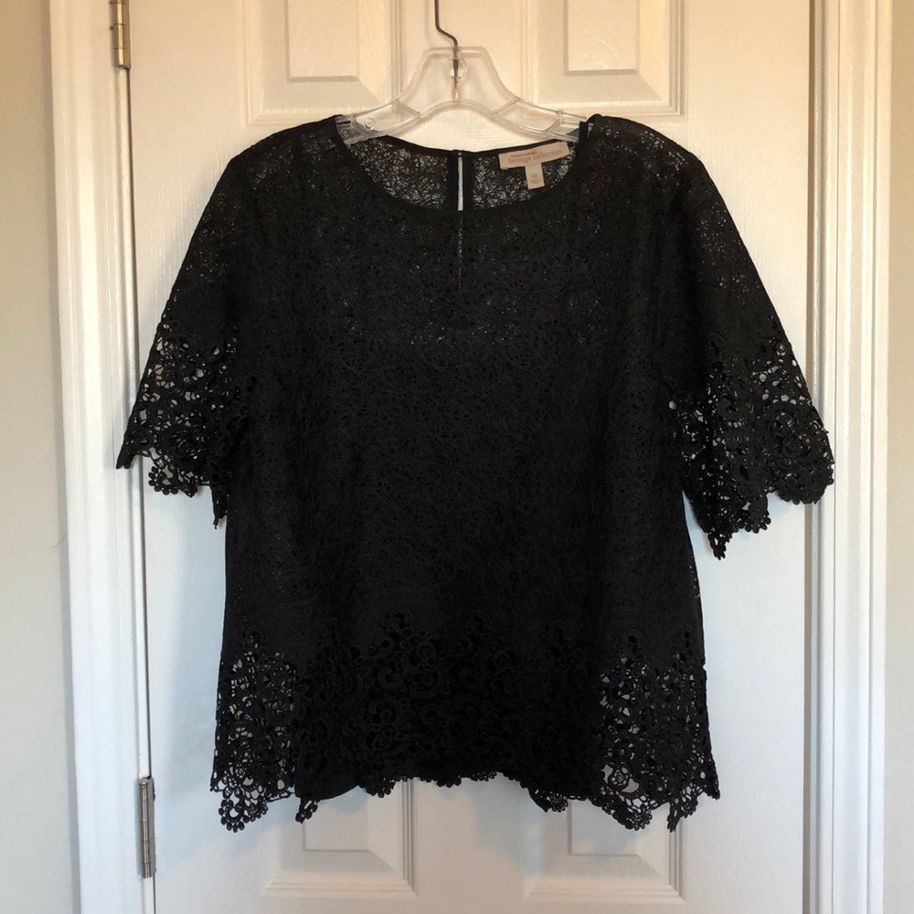 NWOT banana republic black lace top w cami size M